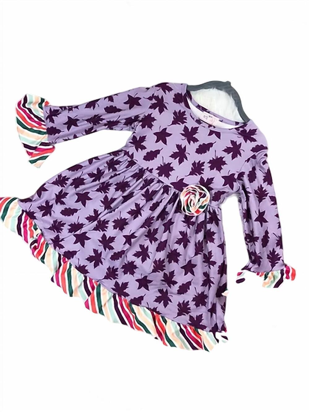 NEW PETE + LUCY girls leaf dress in purple